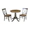 International Concepts Round 30 in Rd Top Pedestal Table, 2 X-Back Chairs, Hickory/Washed Coal, 30 in W, 30 in L, 29.1 in H K45-30RT-C613-2 - alternate 1